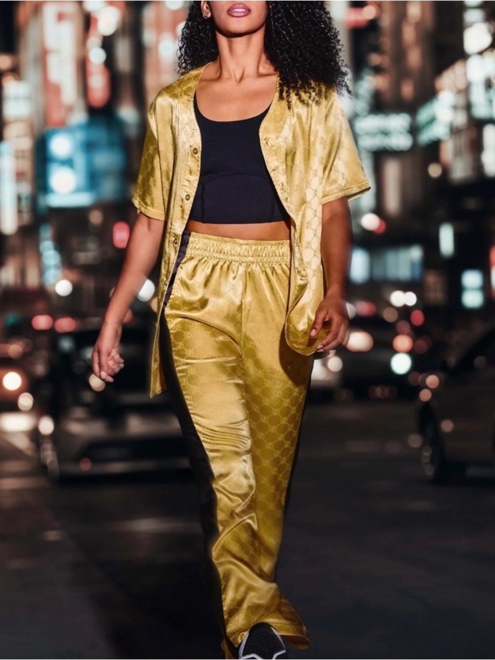 NWT Zumba Runway Straight Leg Track Pants, Gold, L